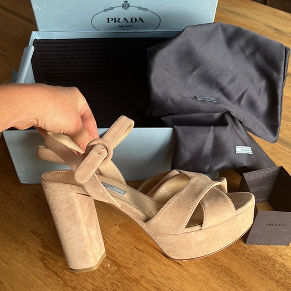 Prada Suede Platform Heels - Picture 1 of 9